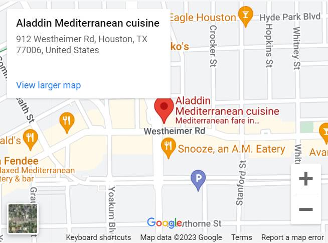 Aladdin Mediterranean cuisine Location