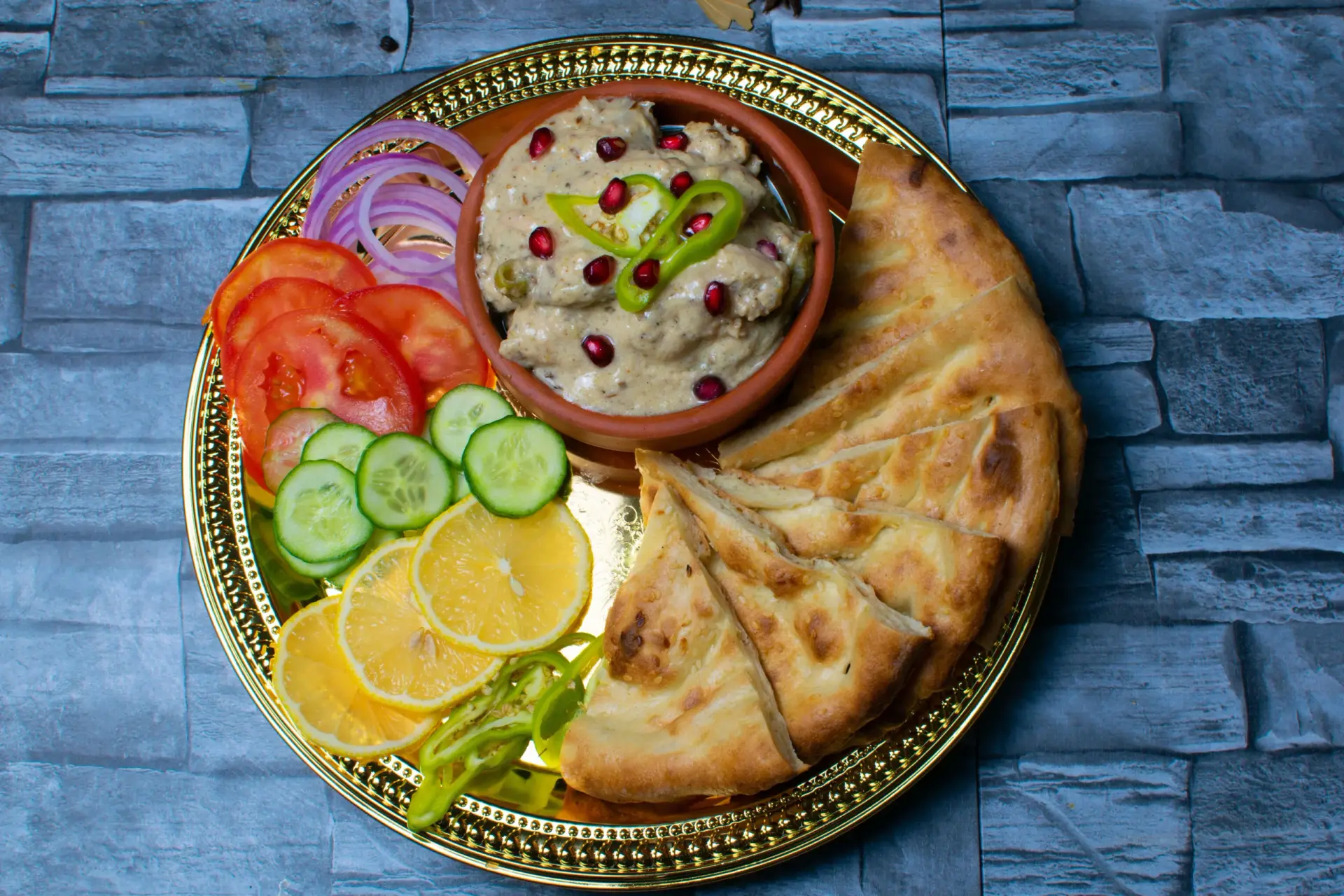 Creamy homemade Baba Ganoush with garnish of parsley and olive oil