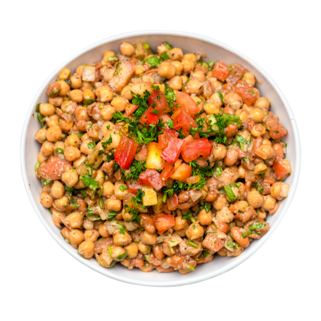 Versatile Mediterranean tangy chickpea salad.