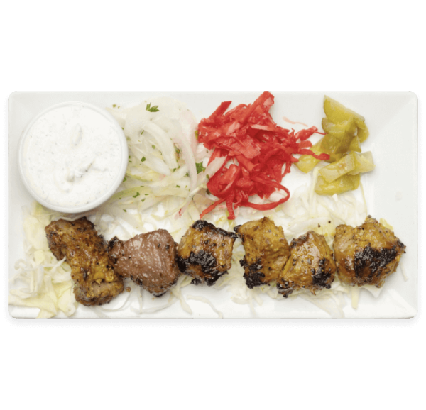 Tender filet lamb kebab infused with aromatic Mediterranean spices.