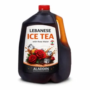 Lebanese ice tea with rose water jug from Aladdin Mediterranean Cuisine
