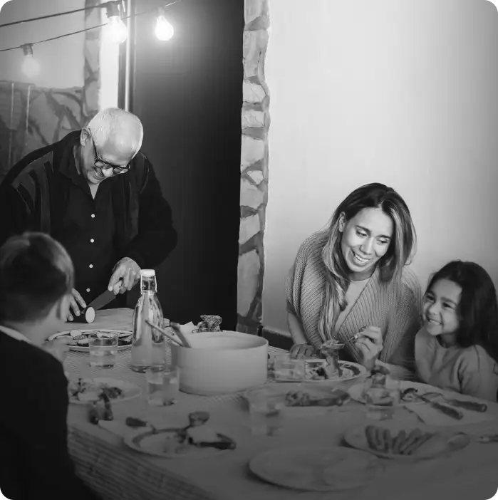 Family enjoying food