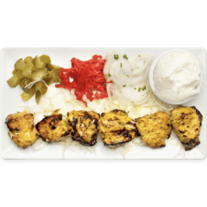 Flavorsome Mediterranean chicken kebab.