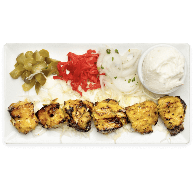 Flavorsome Mediterranean chicken kebab.