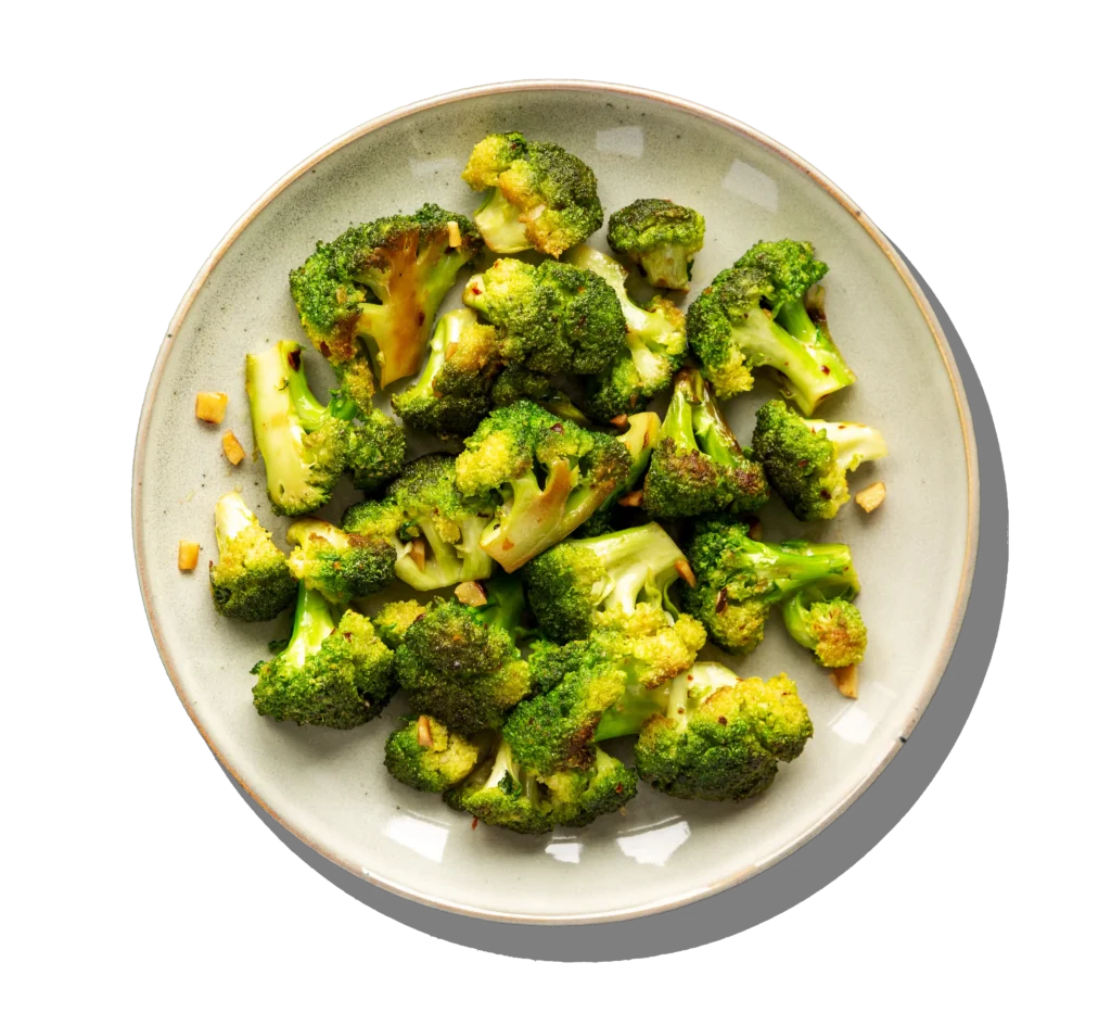 Garlic Broccoli at Aladdin Mediterranean Cuisine—crunchy florets sautéed with lemon, garlic, and olive oil