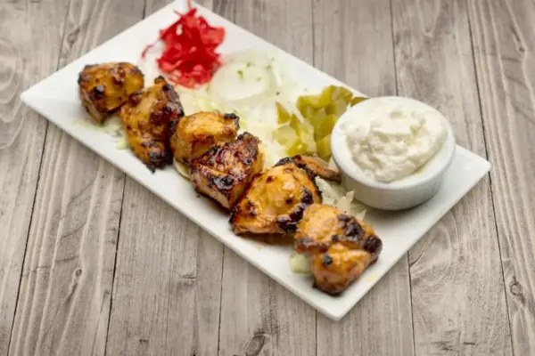 Grilled chicken kabob platter - Aladdin Mediterranean Cuisine